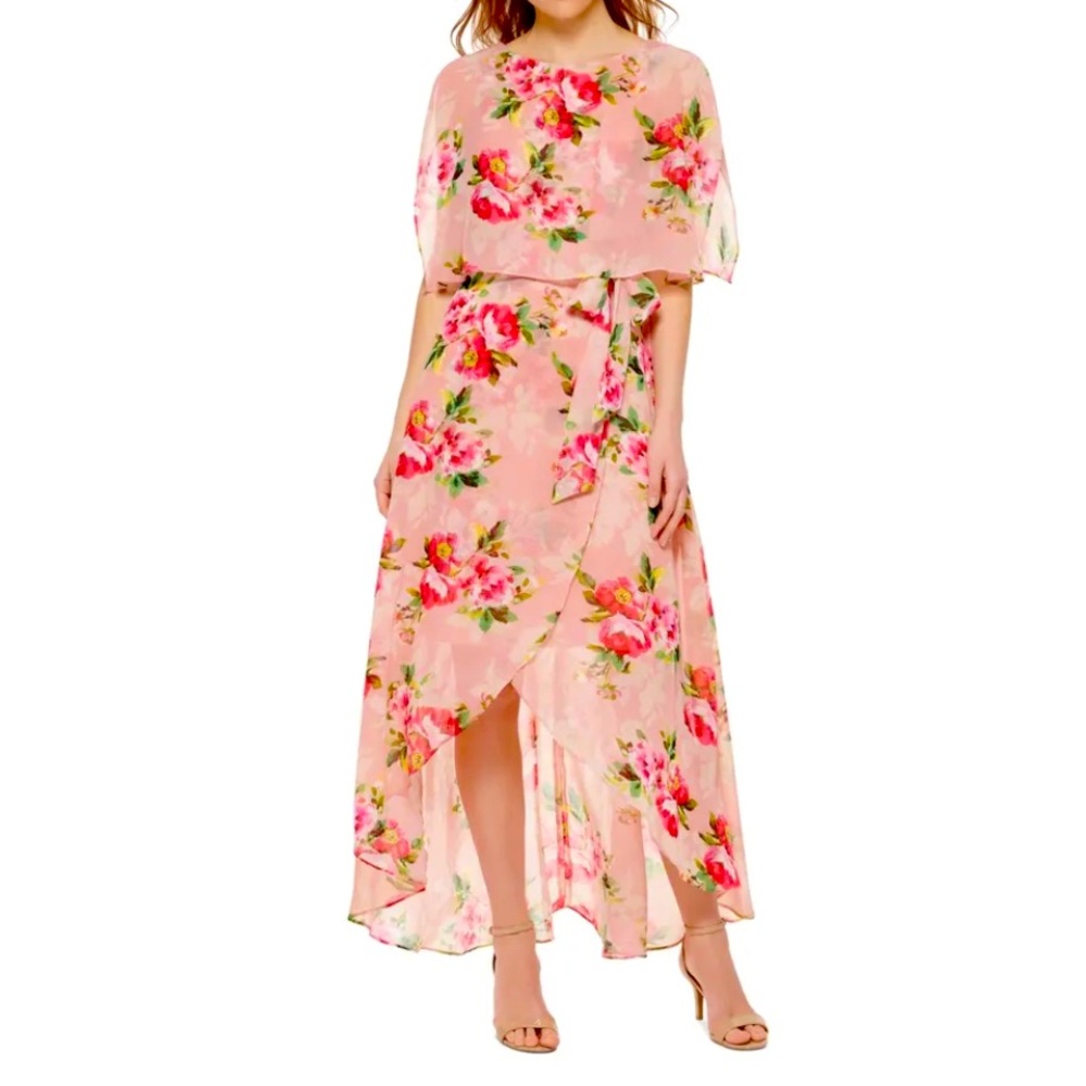 JESSICA HOWARD Womens Pink Lined Tie Waist Sleeveless Maxi Dress Petites 10P